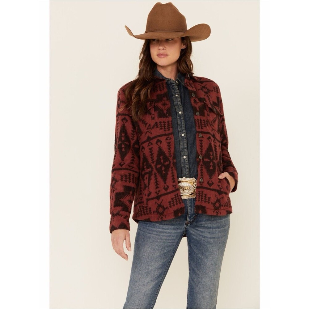 Ariat Real Marsala Southwestern Print Shirt Jacket NWT! in Burgundy size Medium